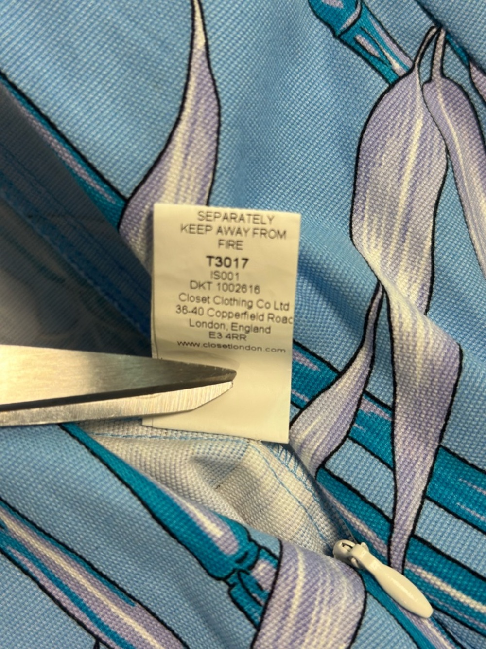 Closet London Cotton Blue Floral Tropical Sleeveless Belted Jumpsuit 10 UK 14 - Picture 12 of 13